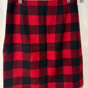 Talbots Red and Black Plaid Skirt